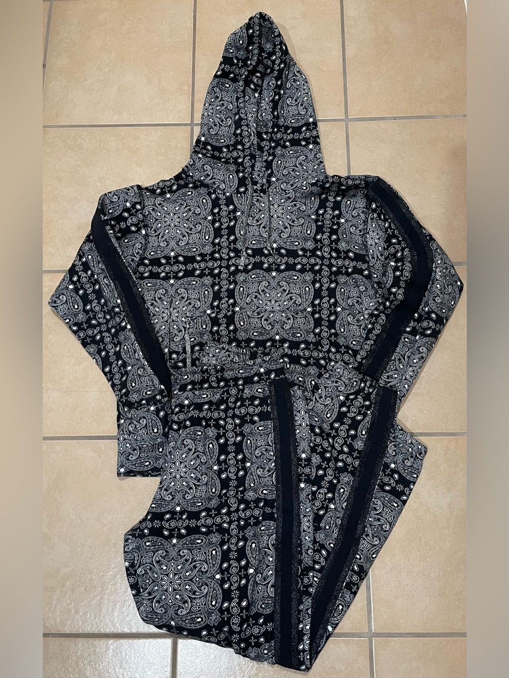 Converse x Miley Cyrus Black Paisley Hoodie & Jogger Pants Set
